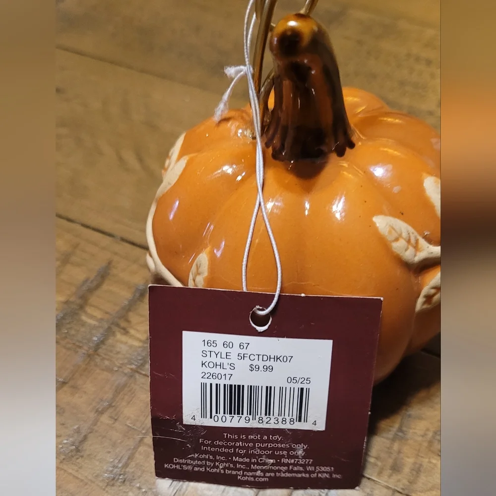Orange Ceramic Fall Pumpkin Photo Clip Holder From Target, Orange And Gold